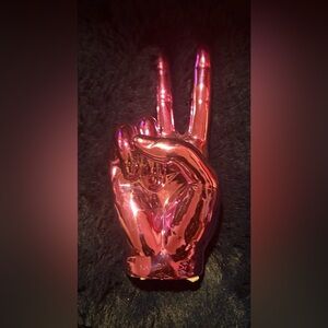 Metallic Peace Sign Hand Sculpture